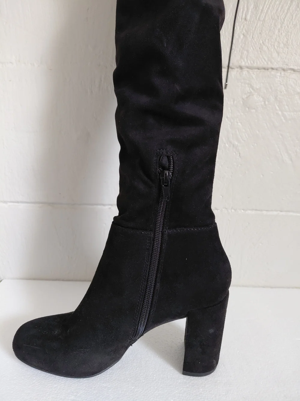 Women's Black Over-the-Knee Block Heel Boots